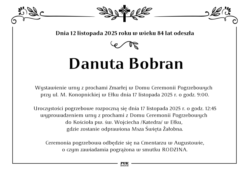 Danuta Bobran - nekrolog
